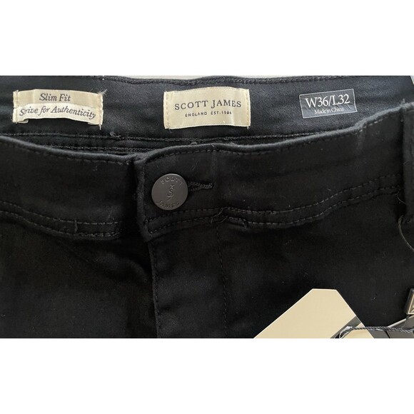 Scott James Slim Fit Stretch Pants Men's 36x32 5-Pocket SJP-94248-Blk Black - Picture 13 of 16